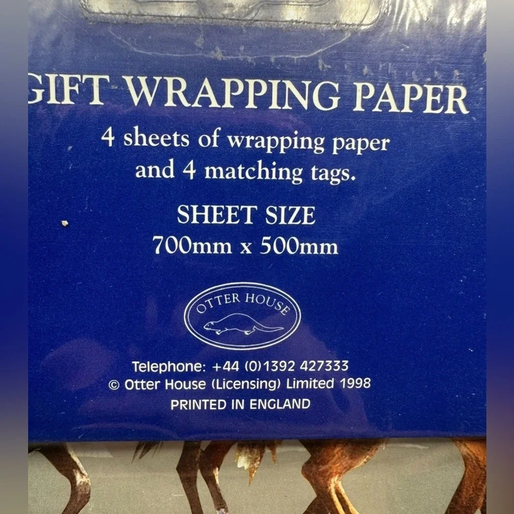 2 Packs Otter House Christmas Wrapping Paper Gift Winter Horse Metallic NOS 1998